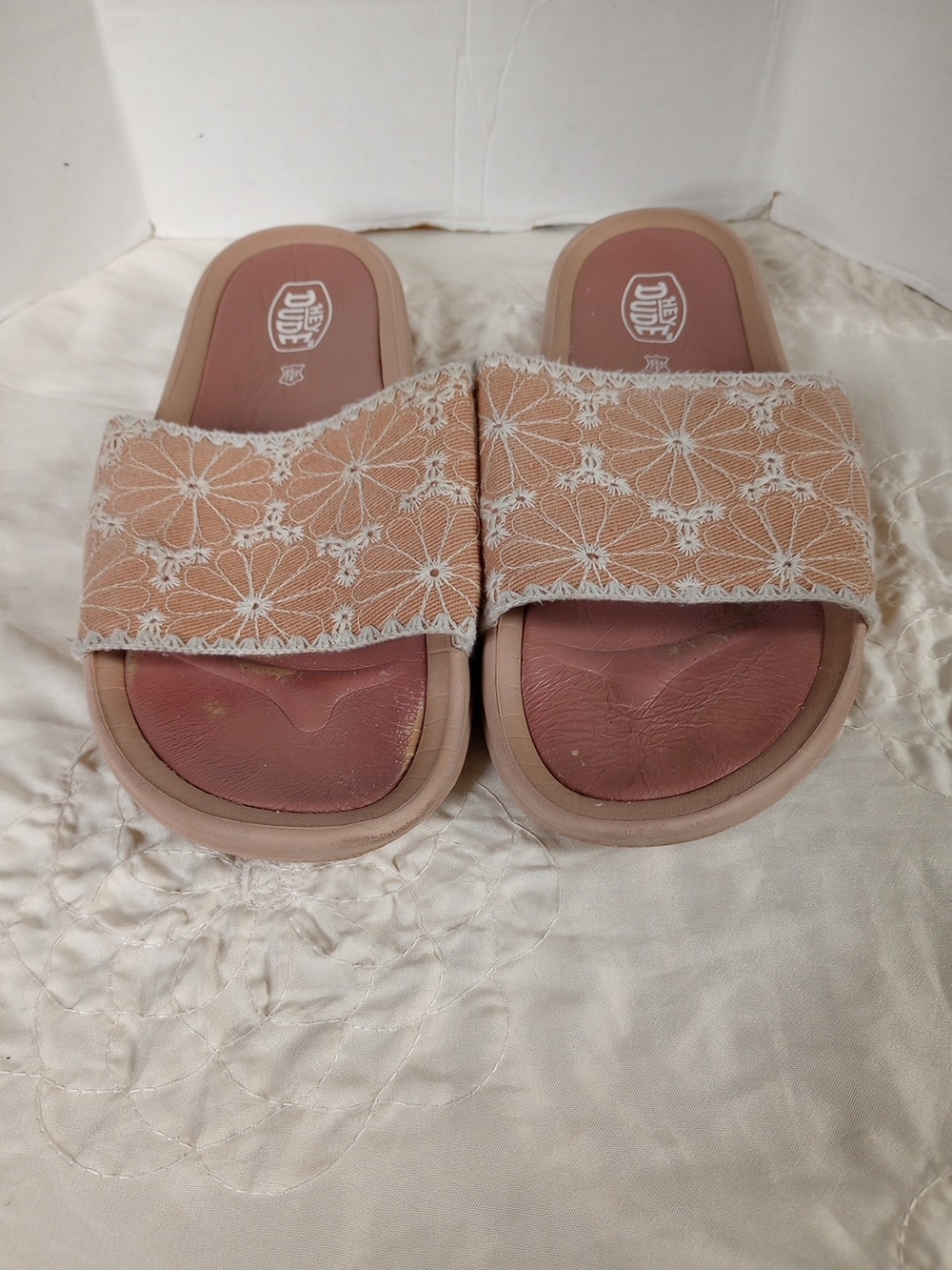 Hey Dude Chandler Eyelet Ballerina Slide Sandals Blush Pink Size 10